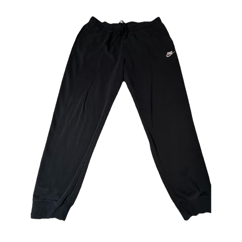 Nike Black Fleece Jogger Sweatpants Men's Size Large Swoosh Athletic Lounge